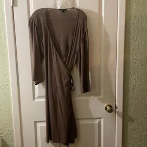 Express Taupe Longsleeve midi wrap dress size large